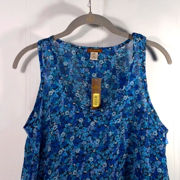Copper Sky Sheer Floral Print Sleeveless Top - Picture 2 of 8